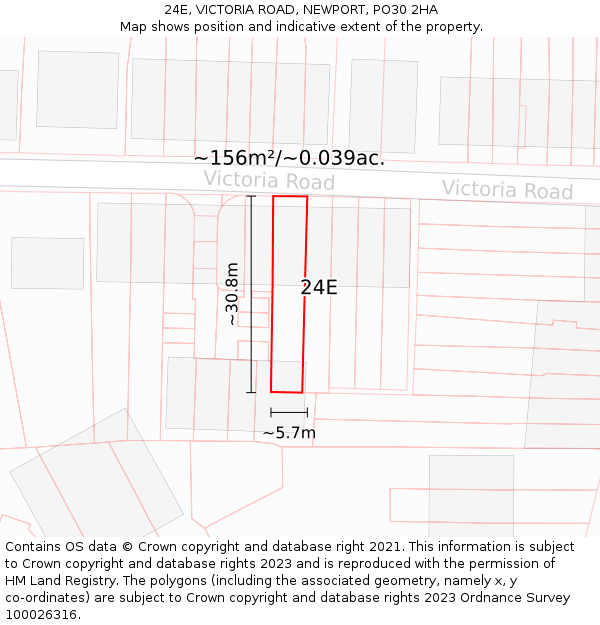 24E, VICTORIA ROAD, NEWPORT, PO30 2HA: Plot and title map