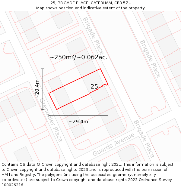 25, BRIGADE PLACE, CATERHAM, CR3 5ZU: Plot and title map