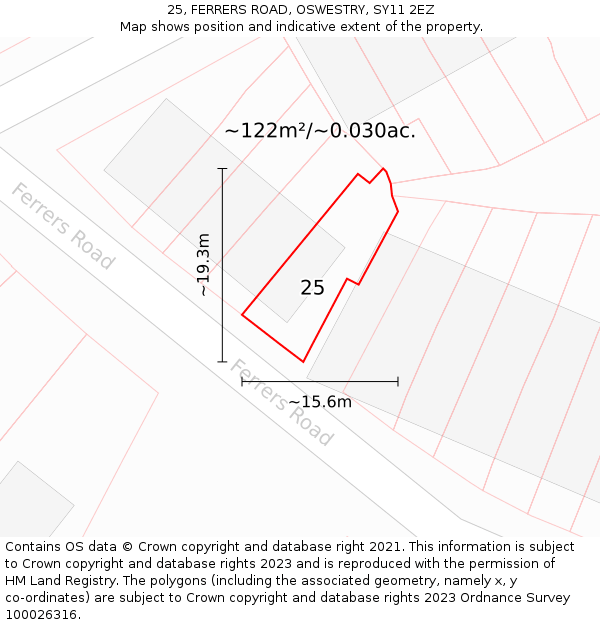 25, FERRERS ROAD, OSWESTRY, SY11 2EZ: Plot and title map