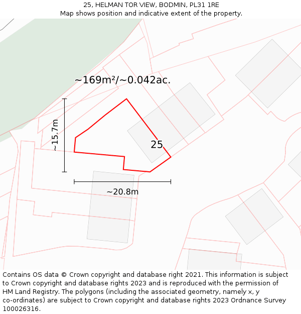 25, HELMAN TOR VIEW, BODMIN, PL31 1RE: Plot and title map