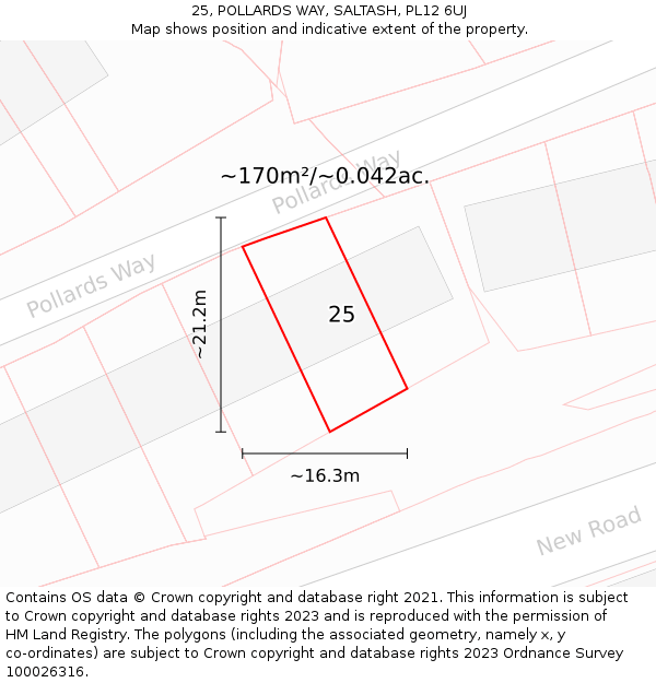 25, POLLARDS WAY, SALTASH, PL12 6UJ: Plot and title map