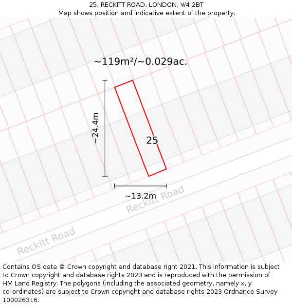 25, RECKITT ROAD, LONDON, W4 2BT: Plot and title map