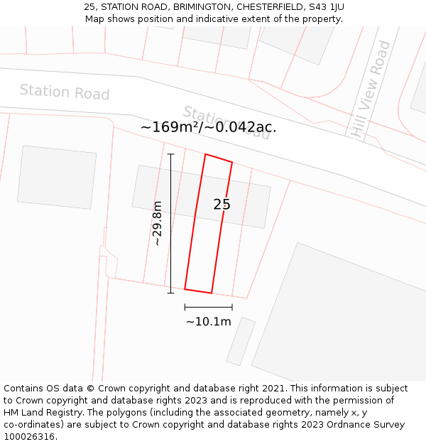 25, STATION ROAD, BRIMINGTON, CHESTERFIELD, S43 1JU: Plot and title map