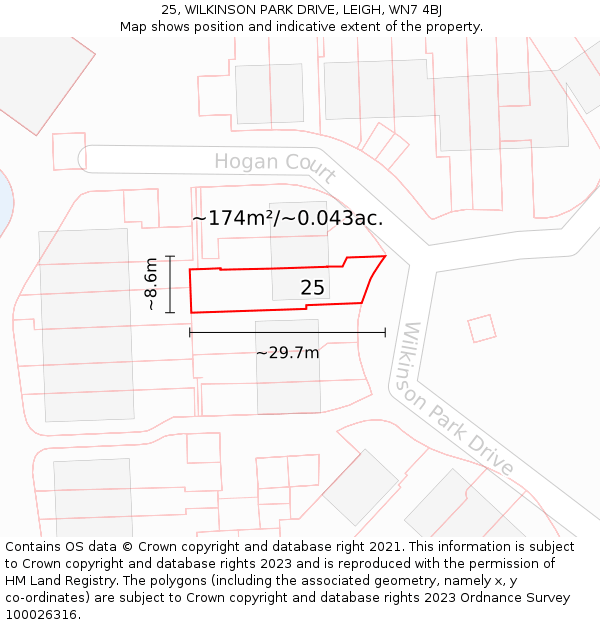 25, WILKINSON PARK DRIVE, LEIGH, WN7 4BJ: Plot and title map