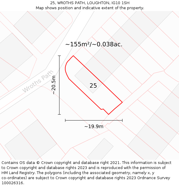 25, WROTHS PATH, LOUGHTON, IG10 1SH: Plot and title map