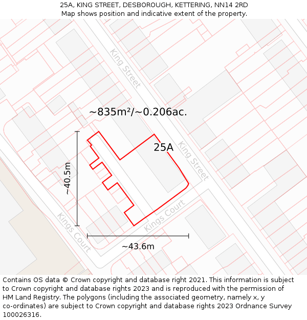 25A, KING STREET, DESBOROUGH, KETTERING, NN14 2RD: Plot and title map