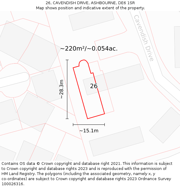 26, CAVENDISH DRIVE, ASHBOURNE, DE6 1SR: Plot and title map