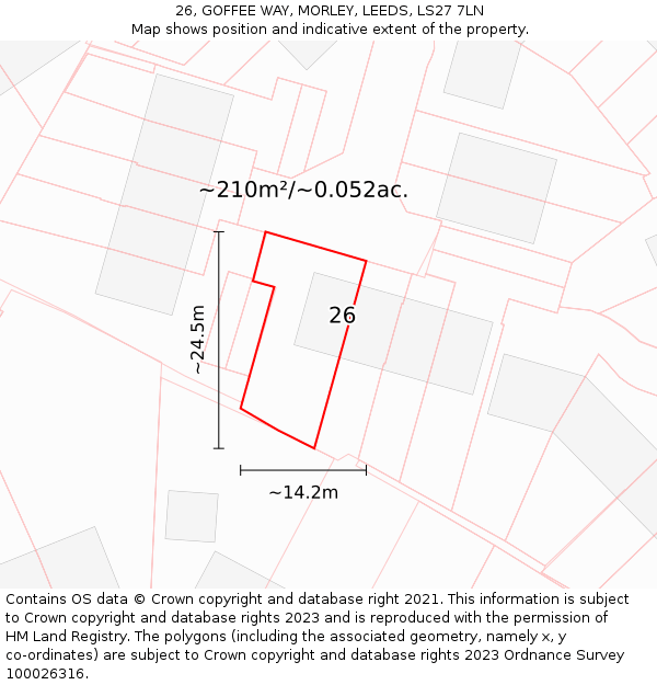 26, GOFFEE WAY, MORLEY, LEEDS, LS27 7LN: Plot and title map