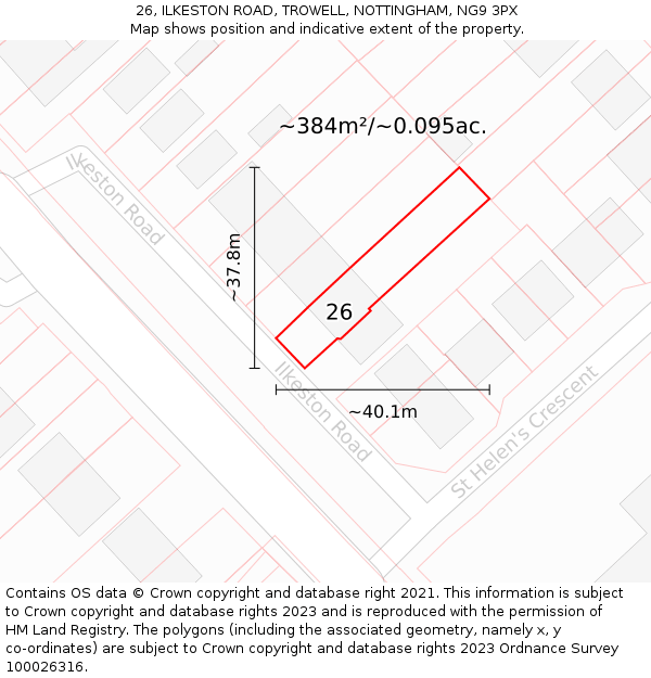 26, ILKESTON ROAD, TROWELL, NOTTINGHAM, NG9 3PX: Plot and title map