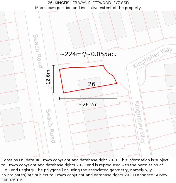 26, KINGFISHER WAY, FLEETWOOD, FY7 8SB: Plot and title map