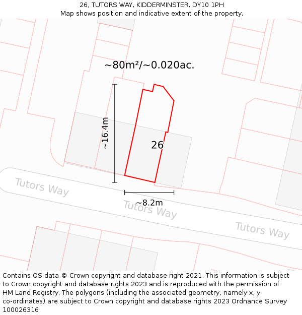 26, TUTORS WAY, KIDDERMINSTER, DY10 1PH: Plot and title map