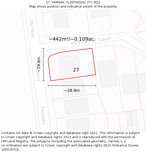 27, FAIRWAY, FLEETWOOD, FY7 8QZ: Plot and title map