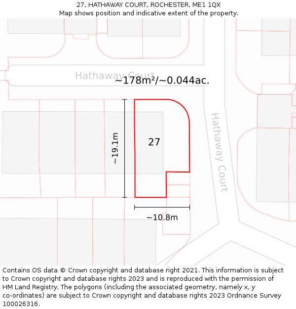 27, HATHAWAY COURT, ROCHESTER, ME1 1QX: Plot and title map