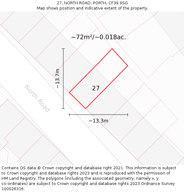 27, NORTH ROAD, PORTH, CF39 9SG: Plot and title map