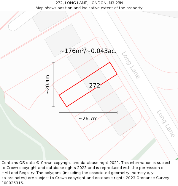 272, LONG LANE, LONDON, N3 2RN: Plot and title map