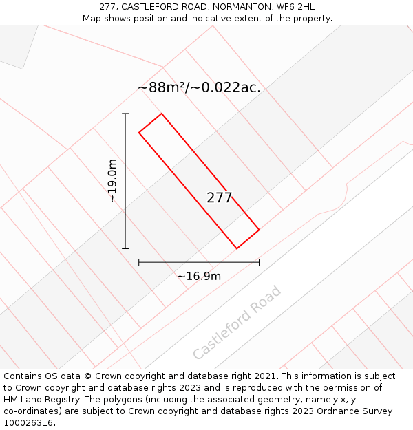 277, CASTLEFORD ROAD, NORMANTON, WF6 2HL: Plot and title map