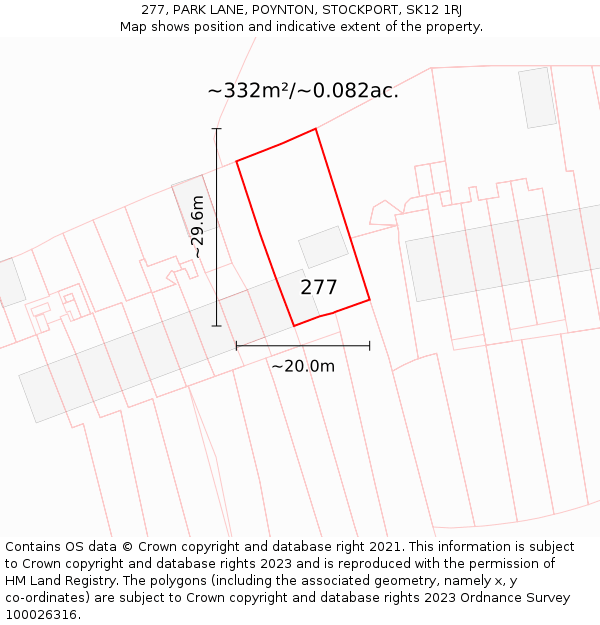 277, PARK LANE, POYNTON, STOCKPORT, SK12 1RJ: Plot and title map