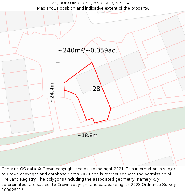 28, BORKUM CLOSE, ANDOVER, SP10 4LE: Plot and title map