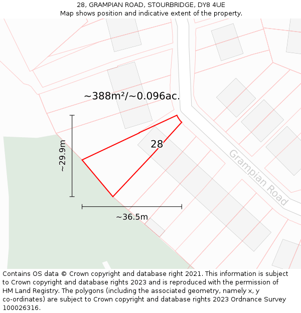 28, GRAMPIAN ROAD, STOURBRIDGE, DY8 4UE: Plot and title map