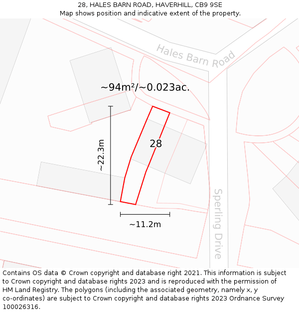 28, HALES BARN ROAD, HAVERHILL, CB9 9SE: Plot and title map