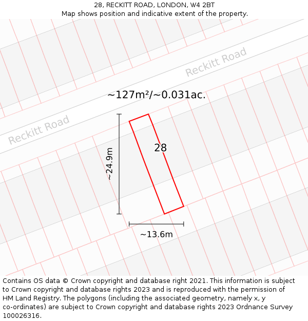 28, RECKITT ROAD, LONDON, W4 2BT: Plot and title map