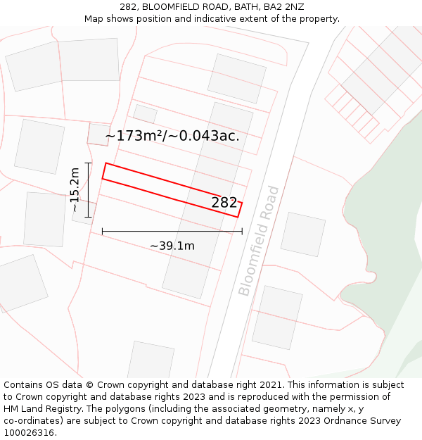 282, BLOOMFIELD ROAD, BATH, BA2 2NZ: Plot and title map