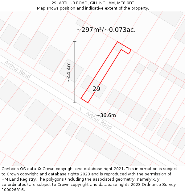29, ARTHUR ROAD, GILLINGHAM, ME8 9BT: Plot and title map