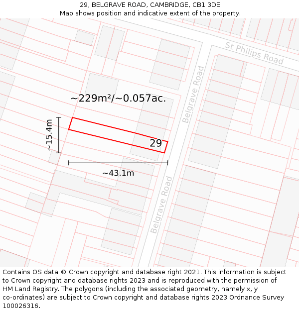 29, BELGRAVE ROAD, CAMBRIDGE, CB1 3DE: Plot and title map