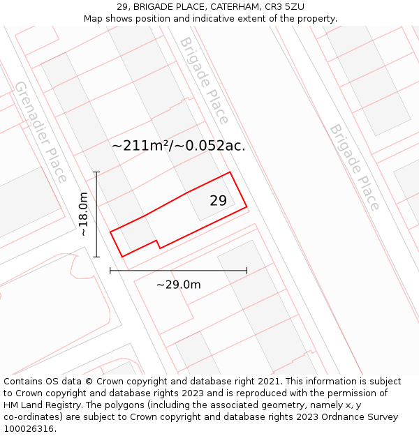 29, BRIGADE PLACE, CATERHAM, CR3 5ZU: Plot and title map