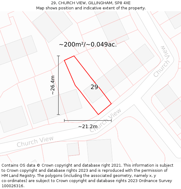 29, CHURCH VIEW, GILLINGHAM, SP8 4XE: Plot and title map
