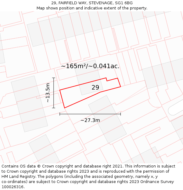 29, FAIRFIELD WAY, STEVENAGE, SG1 6BG: Plot and title map