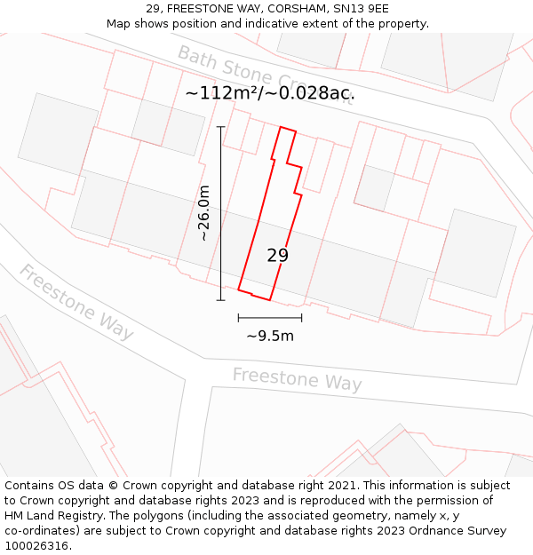 29, FREESTONE WAY, CORSHAM, SN13 9EE: Plot and title map