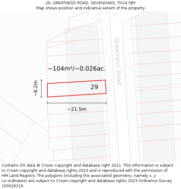 29, GREATNESS ROAD, SEVENOAKS, TN14 5BY: Plot and title map