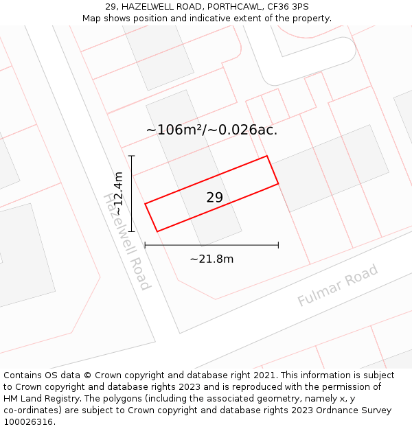 29, HAZELWELL ROAD, PORTHCAWL, CF36 3PS: Plot and title map