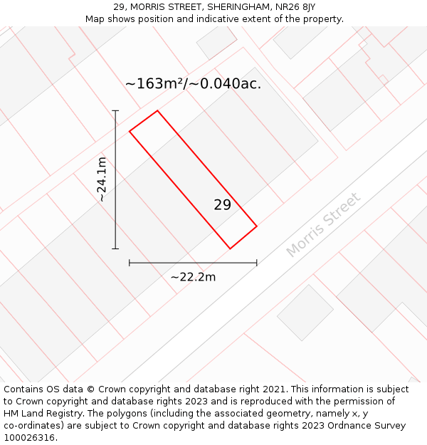 29, MORRIS STREET, SHERINGHAM, NR26 8JY: Plot and title map