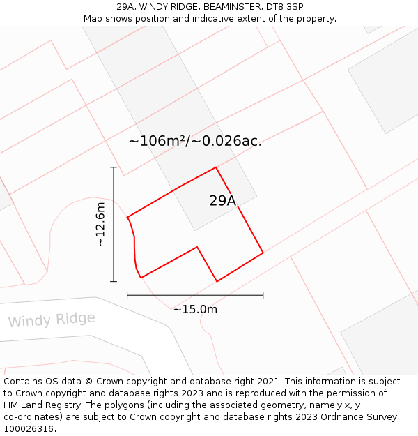 29A, WINDY RIDGE, BEAMINSTER, DT8 3SP: Plot and title map