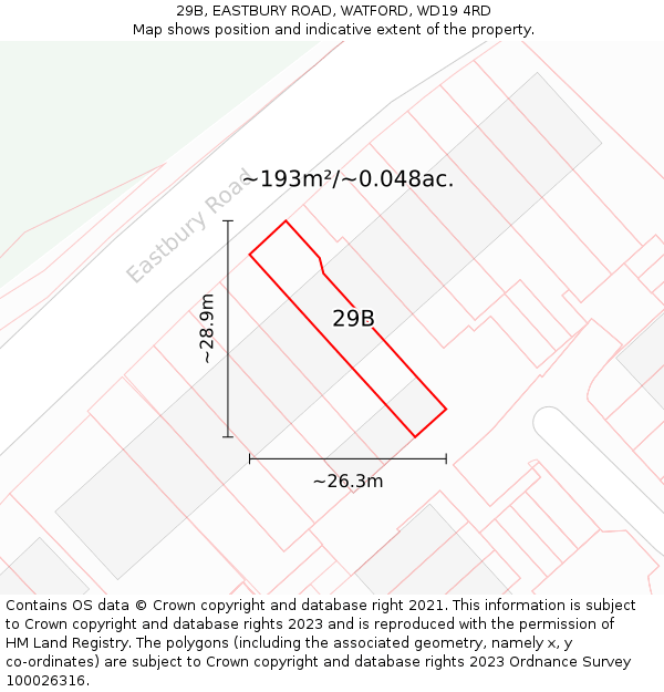 29B, EASTBURY ROAD, WATFORD, WD19 4RD: Plot and title map