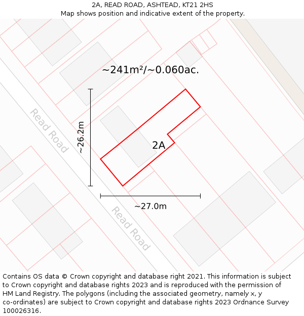 2A, READ ROAD, ASHTEAD, KT21 2HS: Plot and title map