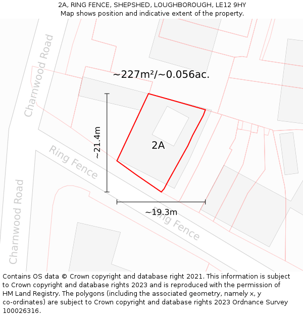 2A, RING FENCE, SHEPSHED, LOUGHBOROUGH, LE12 9HY: Plot and title map