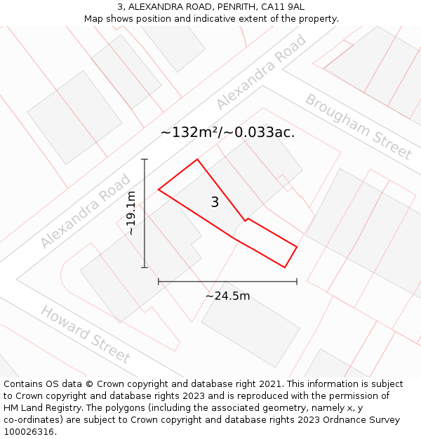 3, ALEXANDRA ROAD, PENRITH, CA11 9AL: Plot and title map