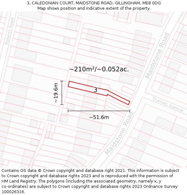 3, CALEDONIAN COURT, MAIDSTONE ROAD, GILLINGHAM, ME8 0DG: Plot and title map