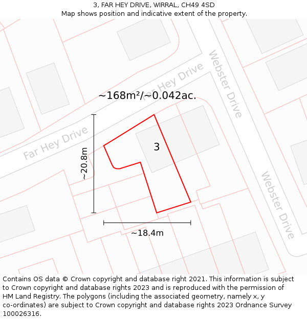 3, FAR HEY DRIVE, WIRRAL, CH49 4SD: Plot and title map