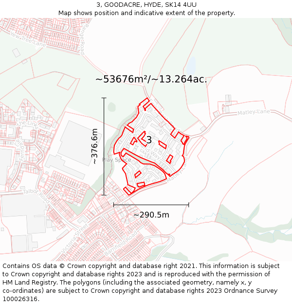 3, GOODACRE, HYDE, SK14 4UU: Plot and title map
