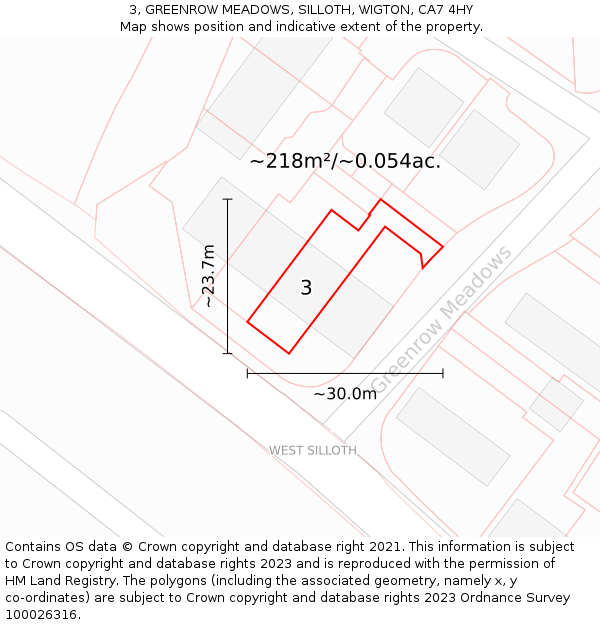 3, GREENROW MEADOWS, SILLOTH, WIGTON, CA7 4HY: Plot and title map