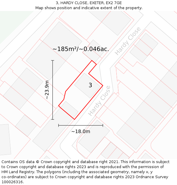 3, HARDY CLOSE, EXETER, EX2 7GE: Plot and title map