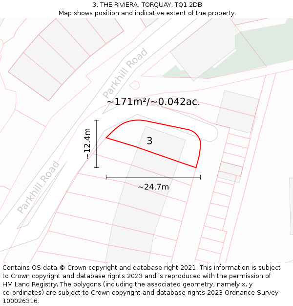 3, THE RIVIERA, TORQUAY, TQ1 2DB: Plot and title map
