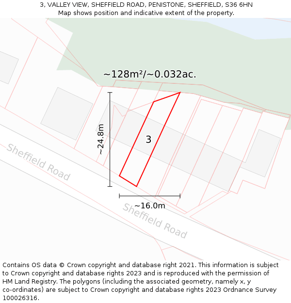 3, VALLEY VIEW, SHEFFIELD ROAD, PENISTONE, SHEFFIELD, S36 6HN: Plot and title map