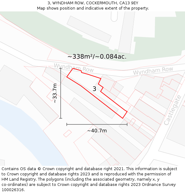 3, WYNDHAM ROW, COCKERMOUTH, CA13 9EY: Plot and title map