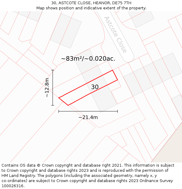 30, ASTCOTE CLOSE, HEANOR, DE75 7TH: Plot and title map