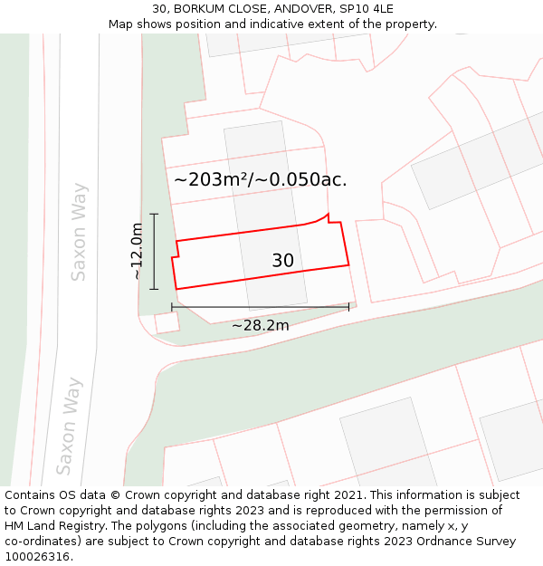 30, BORKUM CLOSE, ANDOVER, SP10 4LE: Plot and title map